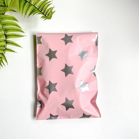 Pink with Silver Stars 6x9 PolyMailer